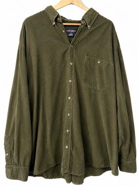 Canyon Ridge Men’s 3XLT Olive Green Corduroy Button Down Shirt